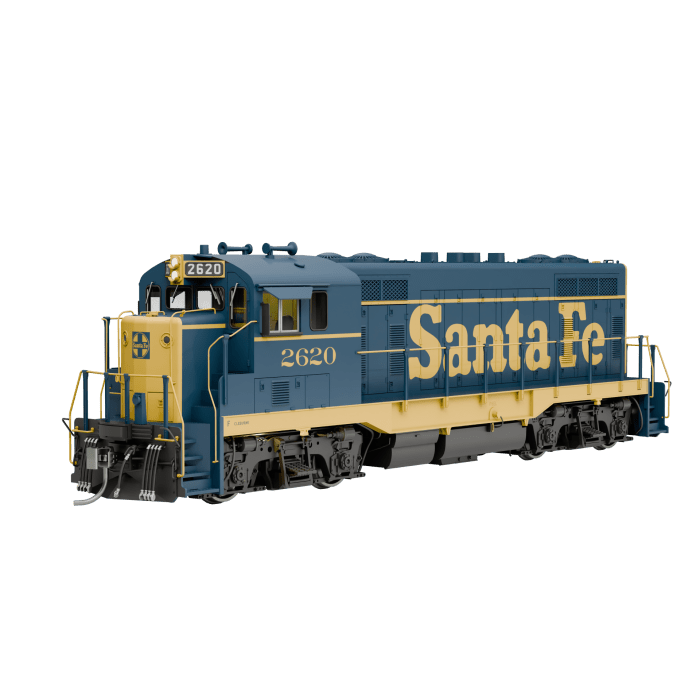 Rapido 70113 HO, CF7, DCC READY, Cleburne Shops, Round Cab, Santa Fe, Pinstripe Scheme, 1972+, ATSF 2617 - House of Trains