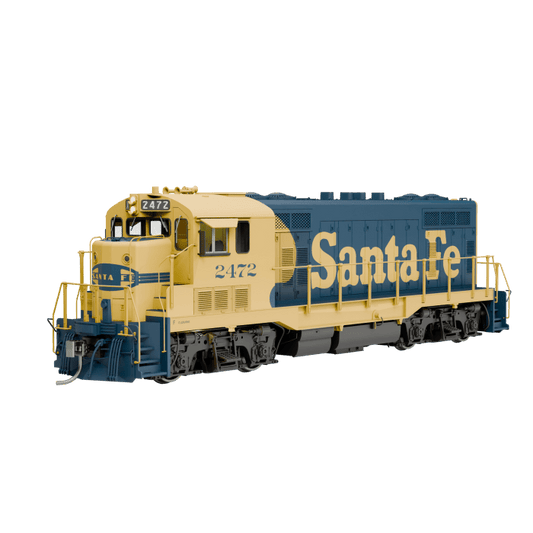 Rapido 70120 HO, CF7, DCC READY, Cleburne Shops, Round Cab, Santa Fe, Yellow Warbonnet, 1974+, ATSF 2500 - House of Trains