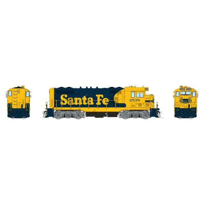 Rapido 70611 HO, CF7, ESU LokSound DCC, Cleburne Shops, Round Cab, Santa Fe, Yellow Warbonnet, 1974+, ATSF 2538 - House of Trains