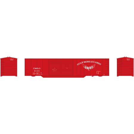 Roundhouse 7390 HO, 50' Double Door Box Car, Gulf Mobile and Ohio, GMO, 9133 - House of Trains