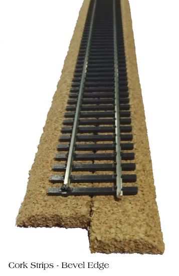 RR Craftsman LR-CB-H6 HO Cork Roadbed, Bevel Edge Cut, 36", 6mm thick, Package of 4 Strips - House of Trains