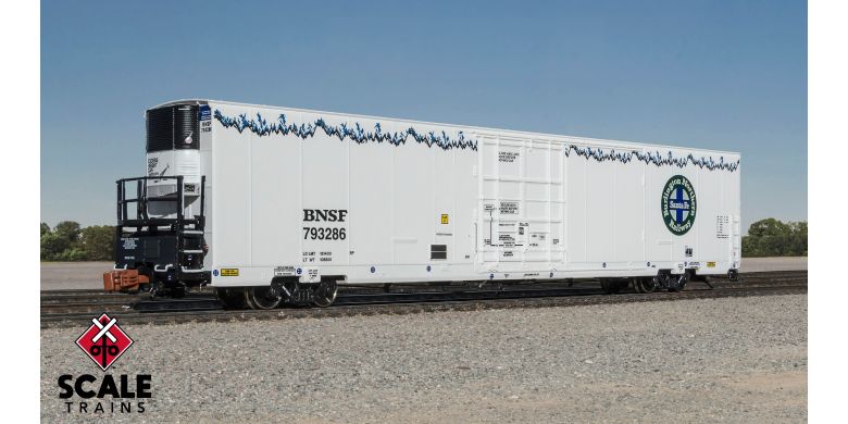 Scale Trains 39786 N, Trinity 82' Reefer, No Sound, BNSF, 793332 - House of Trains