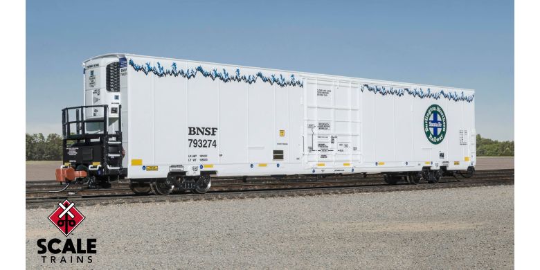 Scale Trains 39822 N, Trinity 82' Reefer, No Sound, BNSF, 793374 - House of Trains
