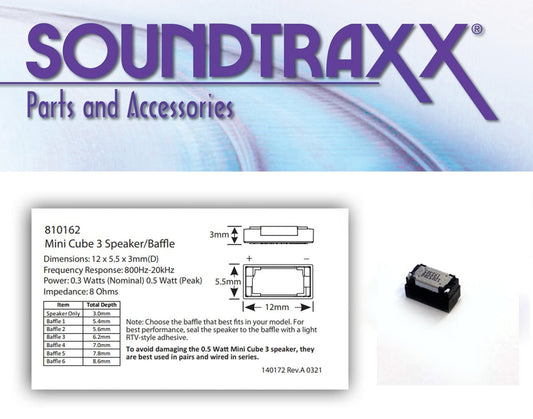 SoundTraxx 810162, Mini Cube 3 Speaker, 12mm x 5mm x 3mm - House of Trains