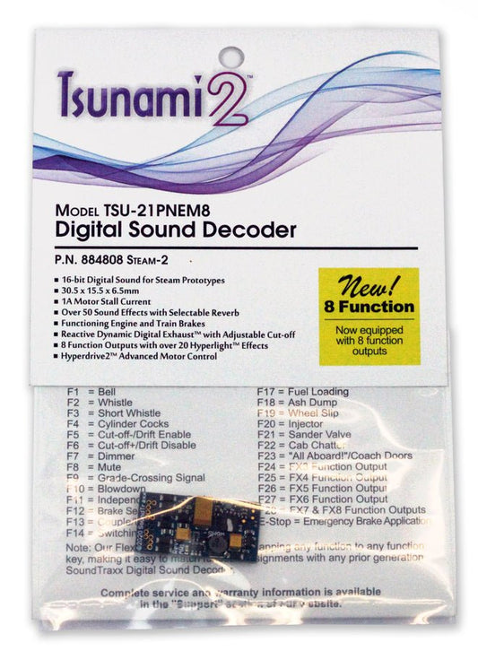 SoundTraxx 885812, Tsunami2, TSU - 21PNEM8, 1Amp, 8 Function - House of Trains