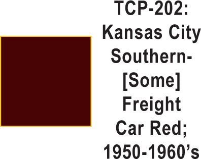 Tru Color TCP - 202 KANSAS CITY SOUTHERN (some)1950 - 60's Frt. Car Red 1 ounce - House of Trains