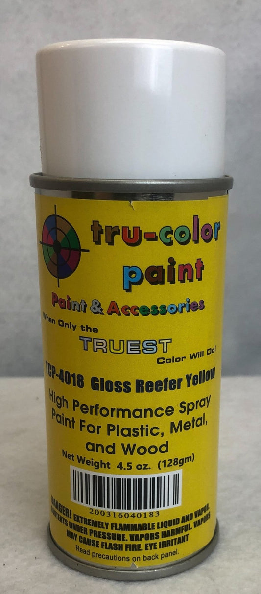 Tru Color TCP - 4018 Gloss Reefer Yellow, Spray Can, 4.5 ounce, Plastic, Metal and Wood - House of Trains