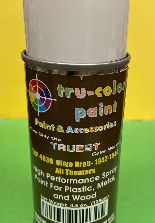 Tru Color TCP - 4030 Matte Olive Drab, 1942 - 1944, Spray Can, 4.5 ounce, Plastic, Metal and Wood - House of Trains