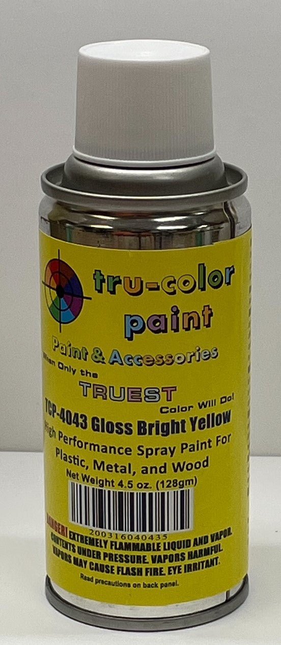 Tru Color TCP - 4043 Gloss Bright Yellow, Spray Can, 4.5 ounce, Plastic, Metal and Wood - House of Trains