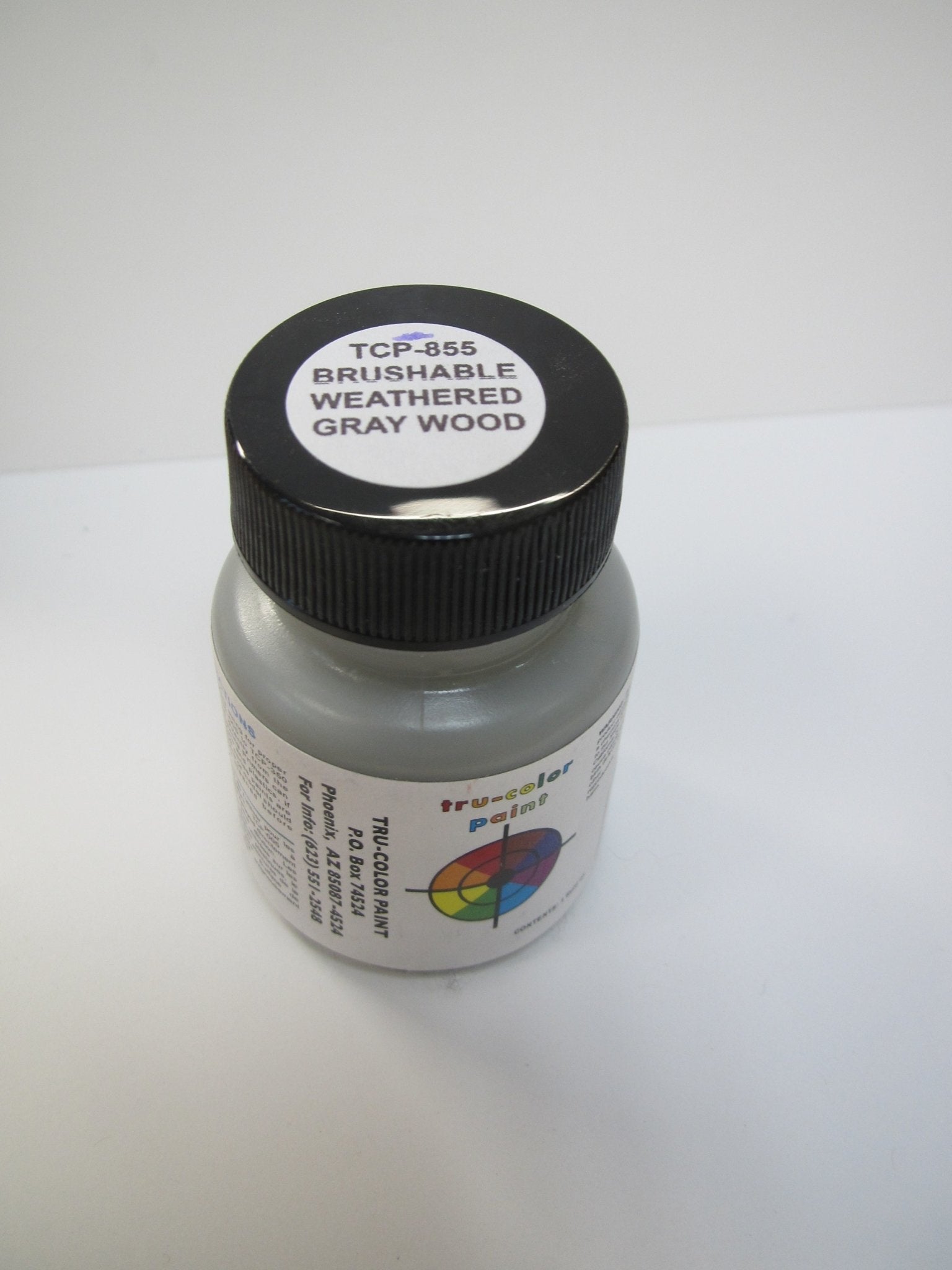 Tru Color TCP - 855 Brushable Weathered Gray Wood, Flat Paint, 1 Fluid Ounce - House of Trains