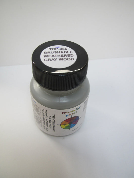 Tru Color TCP - 855 Brushable Weathered Gray Wood, Flat Paint, 1 Fluid Ounce - House of Trains
