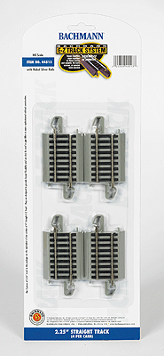 Bachmann 44513 HO Nickel Silver E-Z Track 2.25" Straight (4 Pieces)