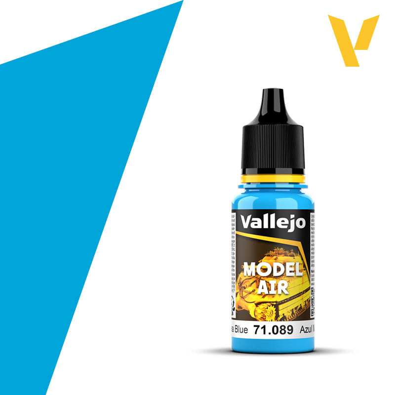 Vallejo 71.089 Model Air, Light Sea Blue Paint, 0.6 fl oz, 18ml. - House of Trains