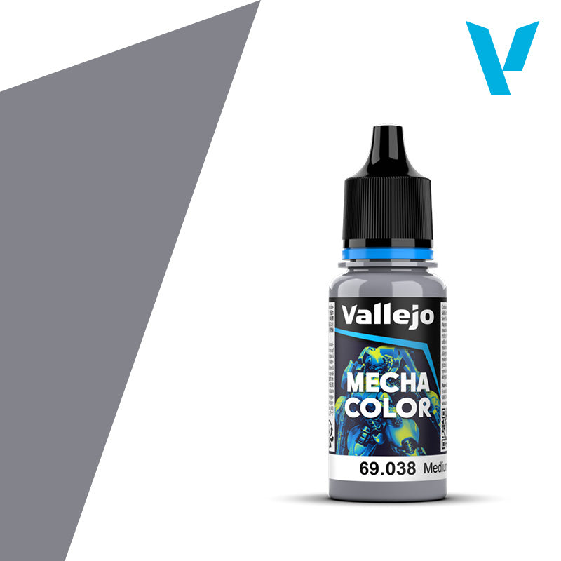 Vallejo 69.038 Mecha Color, Medium Grey Paint, 0.6 fl oz, 18ml.