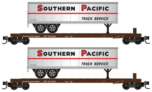 Micro-Trains Line 983 02 279 N, 57' Converted TOFC Flat Car, Southern Pacific, SP 510456, 510469, Trailer, Southern Pacific Truck Service, PMTZ 200264, 200281
