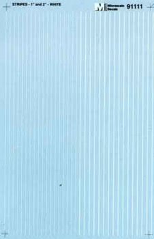 Microscale 91111 HO, Striping, 1" and 2" Widths, White