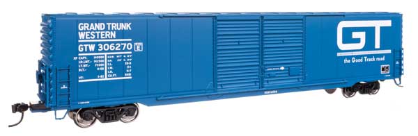 Walthers 910 - 3407 HO, Mainline, 60' Pullman Standard Double Door Auto Parts Boxcar, Grand Trunk Western, GTW 306270 - House of Trains