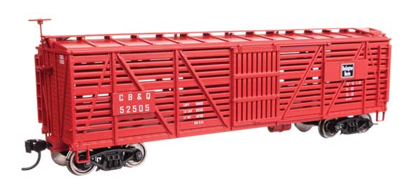 Walthers 910 - 41451 HO, 40' Wood Stock Car, CBQ, 52505 - House of Trains