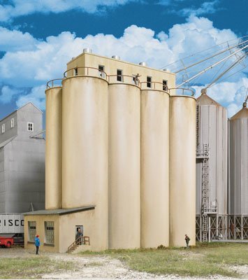 Walthers 933 - 2942 HO Cornerstone, Modern Grain Head House with Silos, Plastic Model Kit, 9 - 1/2", 5", 11", Assembly Required - House of Trains