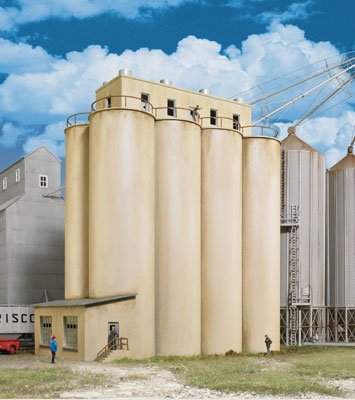 Walthers 933 - 2942 HO Cornerstone, Modern Grain Head House with Silos, Plastic Model Kit, 9 - 1/2", 5", 11", Assembly Required - House of Trains