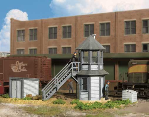 Walthers 933 - 2945 HO Elevated Crossing Tower, Tool Shed, Coal Box, 2 Pack, Gray and Clear Plastic - House of Trains