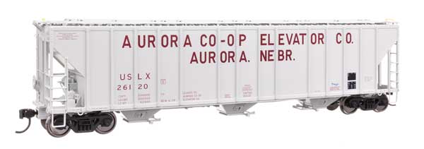 Walthers Proto 920 - 106179 HO, 55' Evans 4780 Covered Hopper, Aurora CO - OP Elevator Co. USLX 26120, Aurora, Nebraska - House of Trains