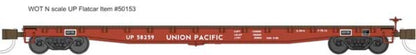 Wheels of Time 50153 N, 53' 6" Flatcar, GBEC F-70-12, UP, 58259 - House of Trains