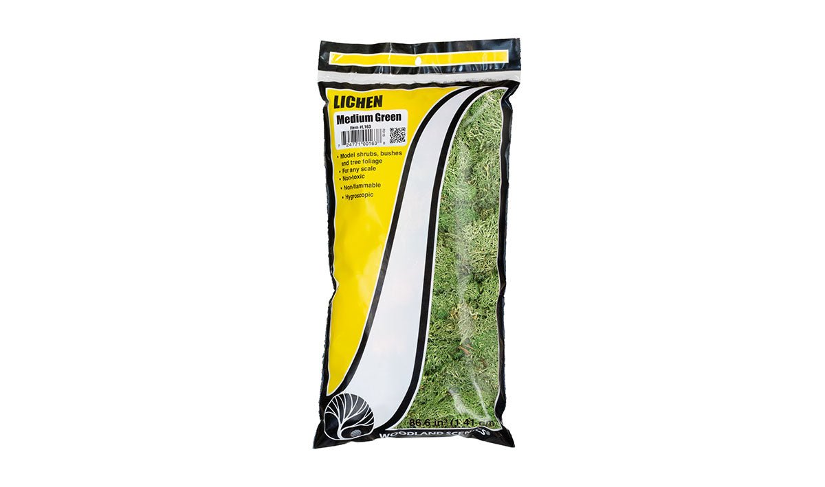 Woodland Scenics 163 Lichen Bag, Medium Green (86.6 cu in) - House of Trains
