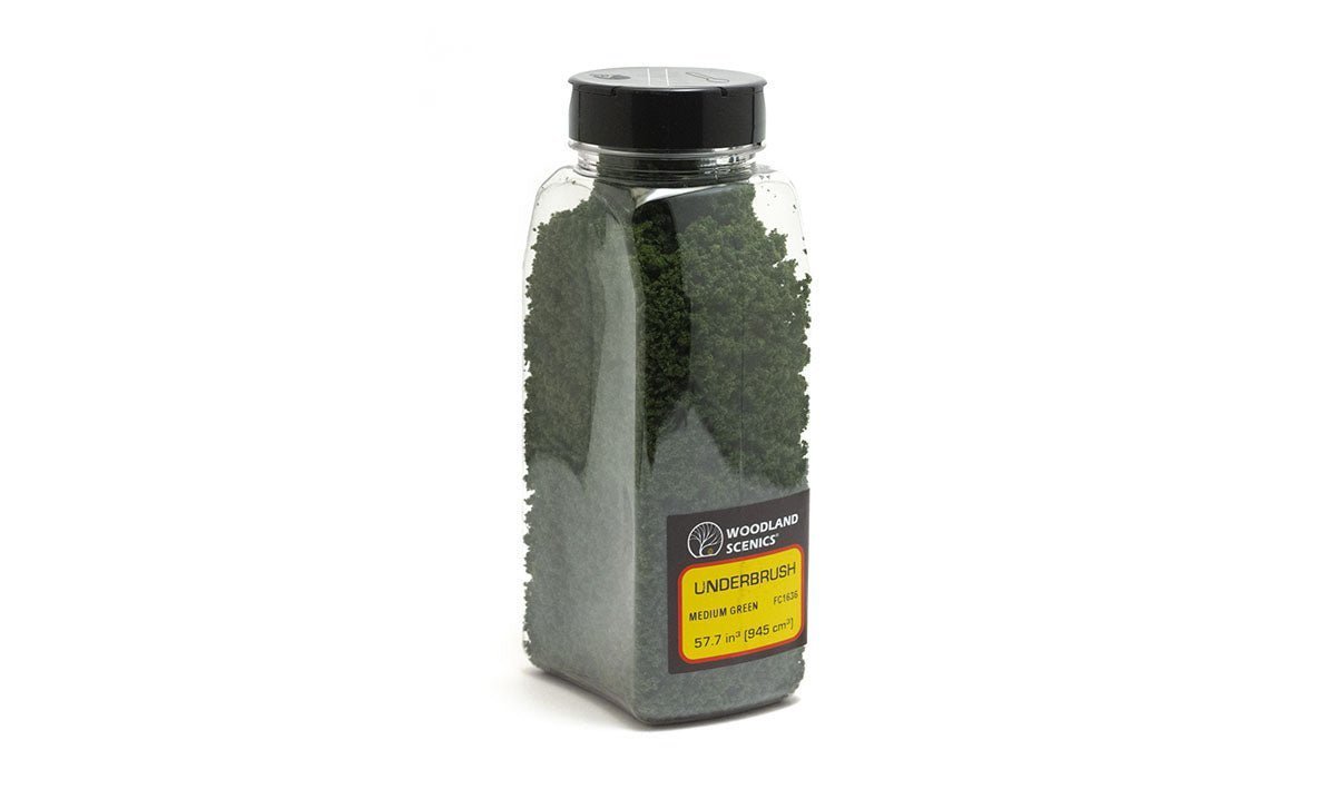 Woodland Scenics 1636, 57.7ci, 945cm3, Underbrush, Shaker, Medium Green - House of Trains