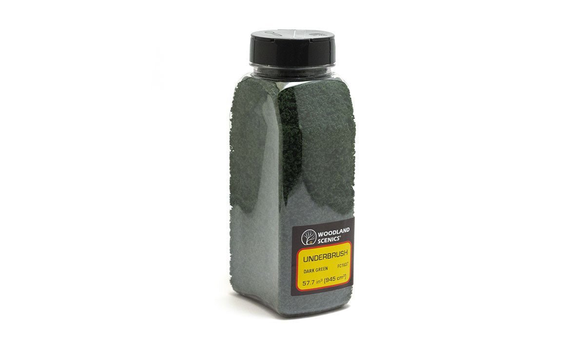 Woodland Scenics 1637, 57.7ci, 945cm3, Underbrush, Shaker, Dark Green - House of Trains