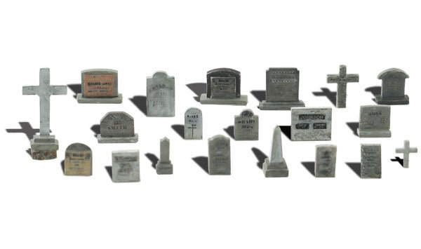 Woodland Scenics 1856 HO Tombstones, 20 Pieces - House of Trains