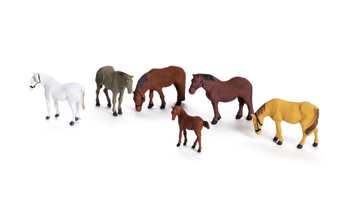 Woodland Scenics 1862 HO, Farm Horses, 6 Pieces - House of Trains