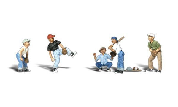 Woodland Scenics 1869 HO, Baseball Players Set 1, 5 Pieces - House of Trains