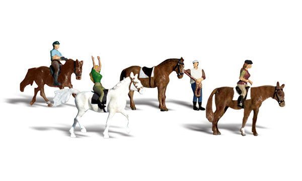 Woodland Scenics 1889 HO, Horseback Riders and Horses, (8 Pieces) - House of Trains