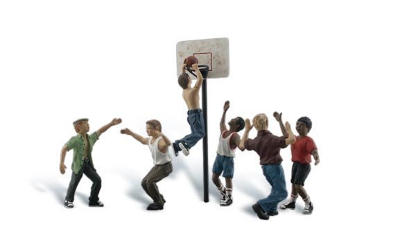 Woodland Scenics 1926 HO, Shootin' Hoops, 6 Pieces - House of Trains