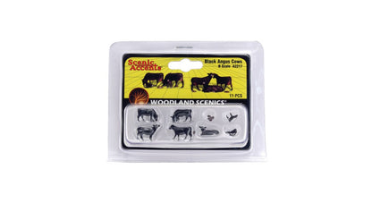 Woodland Scenics Accents 2217 N Black Angus Cows (11 pieces) - House of Trains