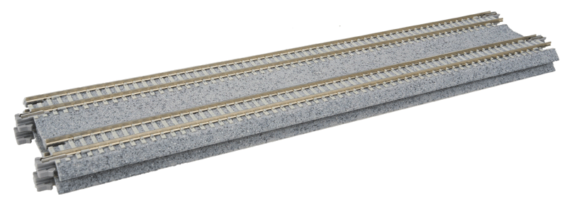 Kato 20-004 N Unitrack 9-3/4" (248mm) Double Track Straight, Concrete Ties (2 Pieces)