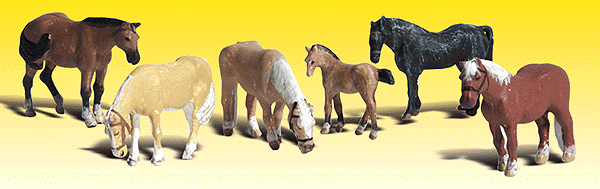 Woodland Scenics Accents 2141 N, Farm Horses, 6 pieces