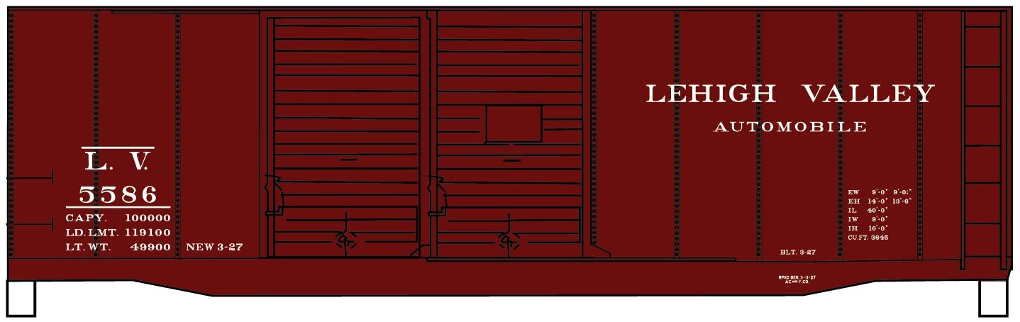 Accurail 3642 HO, 40' Combo Door Boxcar, Lehigh Valley, LV, 5586 - House of Trains