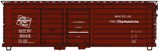 Accurail 3982 HO, 40' Double Door Rib Side Box Car, Route of the Olympians, MILW, 9029 - House of Trains