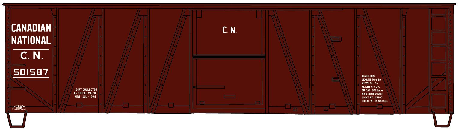 Accurail 4121 HO, 40' Single Sheath Wood Box Car, Canadian National, CN, 501587 - House of Trains