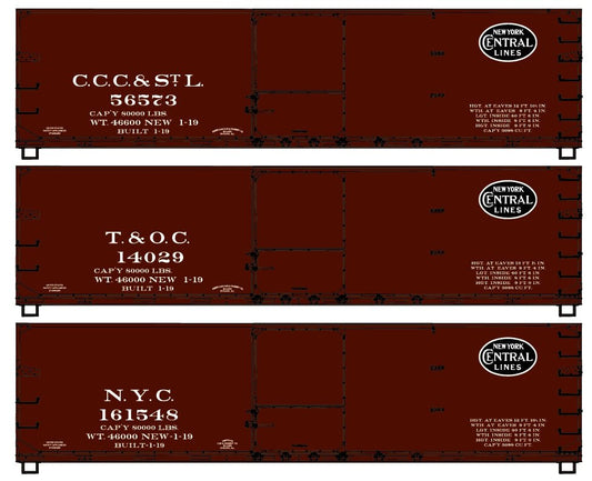 Accurail 8117 HO, 40' USRA, Wood Box Car, New York Central Subsidiary, 3-Car Set - House of Trains