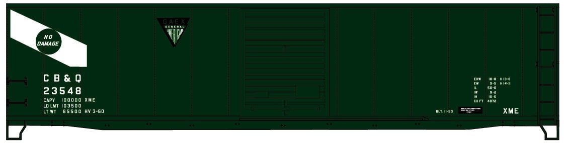 Accurail 81212 HO, General American, 50' Steel Box Car, Burlington, CBQ, 23548 - House of Trains