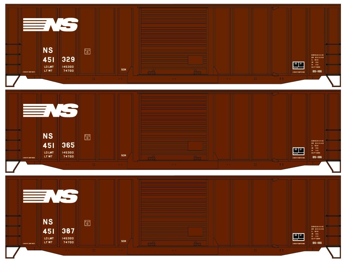 Accurail 81471 HO, 50' Exterior Post Steel Boxcar, Norfolk Southern, NS, Random number from 3-pack - House of Trains