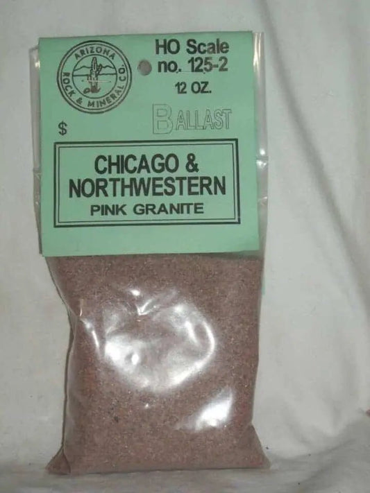 Arizona Rock and Mineral Co. 125 - 2 HO Scale Ballast, 12oz. Bag, Chicago Northwestern, Pink Granite - House of Trains