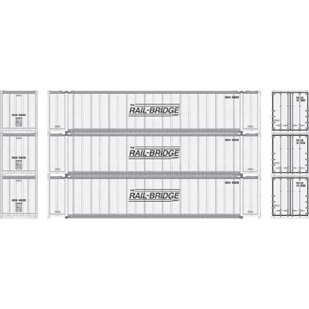 Athearn 17299 N, 48' Container, Rail Bridge, RBCU, 3 Pack - House of Trains