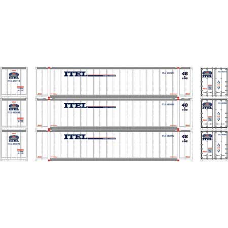 Athearn 17300 N, 48' Container, ITEL, ITLU, 3 Pack - House of Trains