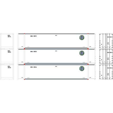 Athearn 17303 N, 48' Container, BNSF, BNXU, 3 Pack - House of Trains