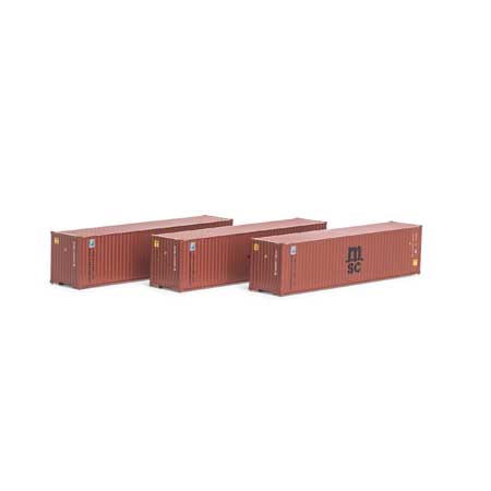 Athearn 17438 N, 40' Corrugated Container, MSC, FFAU, 3 Pack - House of Trains