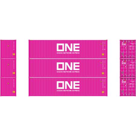 Athearn 17642 N, 40' High Cube Container, Ocean Network Express, ONEU, 3 Pack - House of Trains